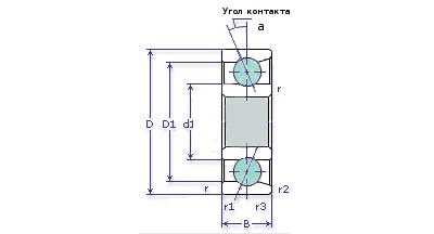 Схема підшипника 46207 (7207A) токарно-гвинторізного верстата ТВ-6
